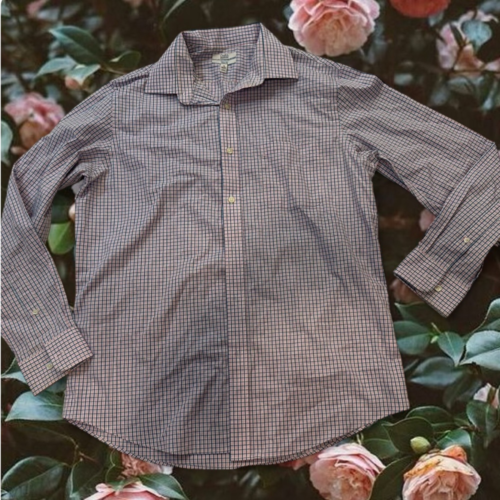 Men's Croft & Borrow Pink and blue checkered shirt size 16 34/35